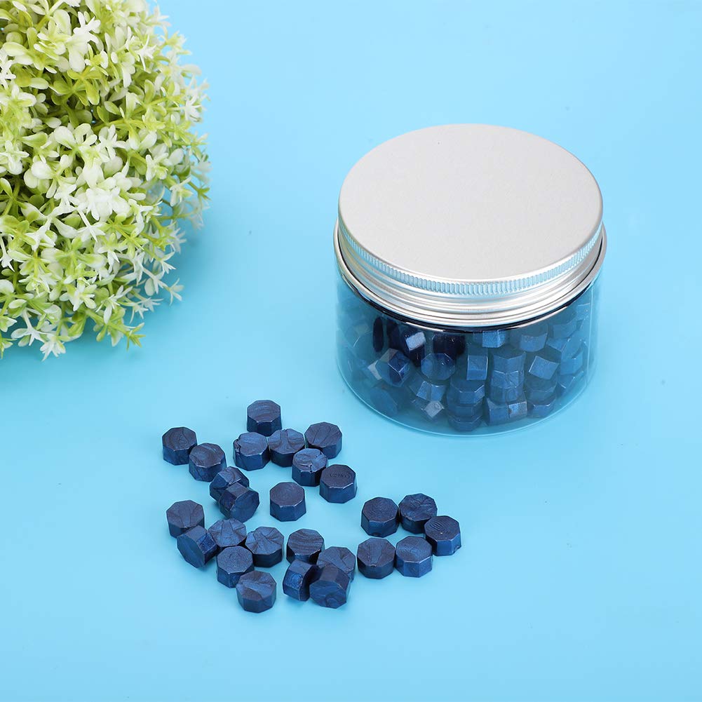 200Pcs Octagon Sealing Wax Beads Sticks,Sea Blue Vintage Sealing Wax with Storage Box,Bright Color Sealing Wax Beads for Vintage Envelopes Letters Crafts & Decoration