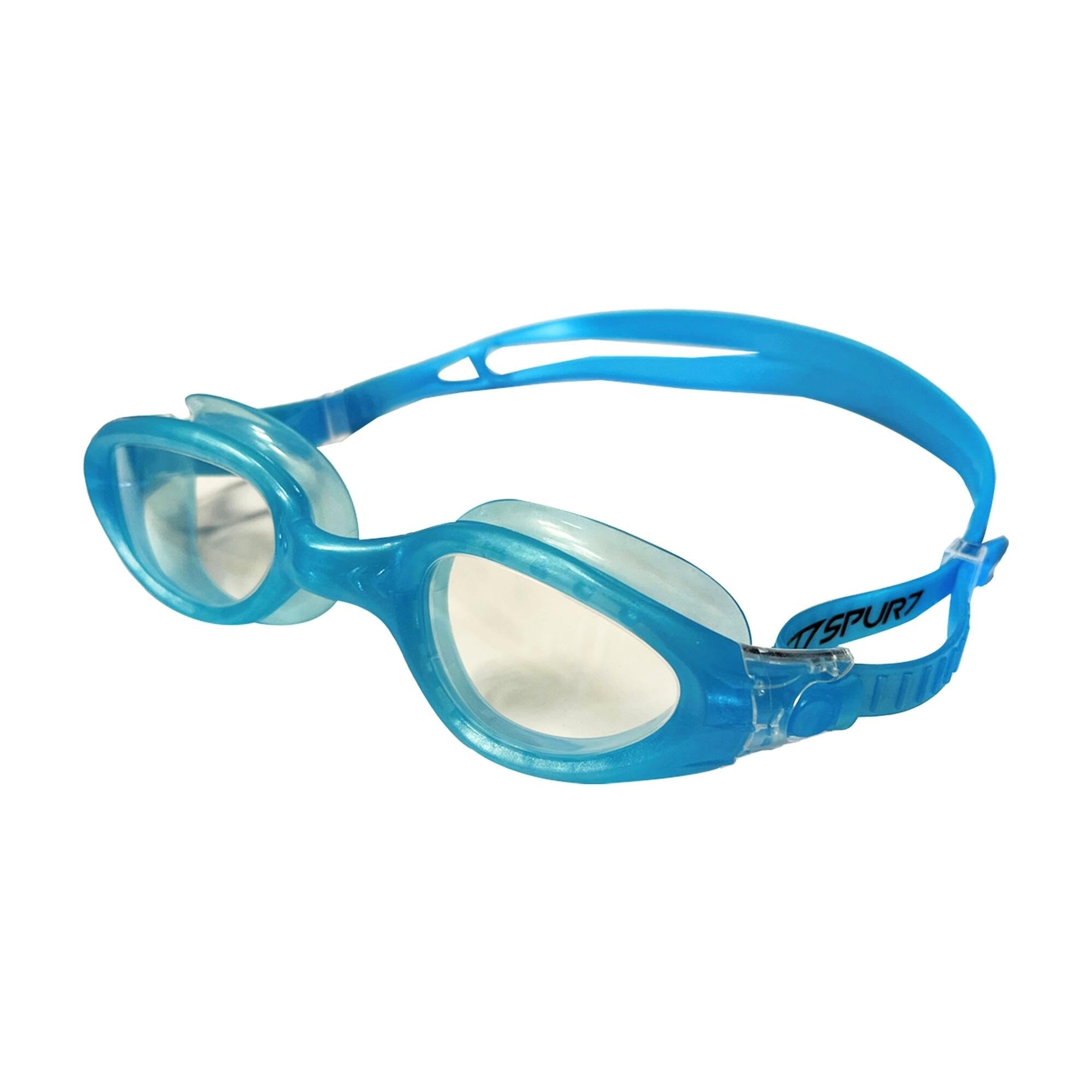 SPURT Energy Blue Adult Anti-Fog UV Protected Swim Goggles - Swimming Goggles with Durable Silicone & TPR Build with Clear Lens - Swimming Goggles for Club Swimmers - Blue