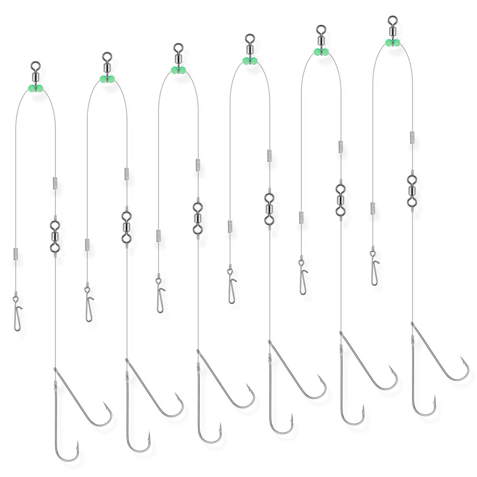 Dr.Fish 6pcs Sea Fishing Pulley Rigs Double Hooks, Pre-Tied Pulley Pennel Rigs Hooks Sizes 2/0, for Beach Casting Shore Fishing, Flounder, Whiting, Bass, Pike — image 1