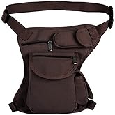 FiveloveTwo Small Multi-Purpose Drop Waist Leg Bag Canvas Utility Tactical Hip Molle Pack Sport Camping Hiking Motorcycle Racing Thigh Pouch Coffee