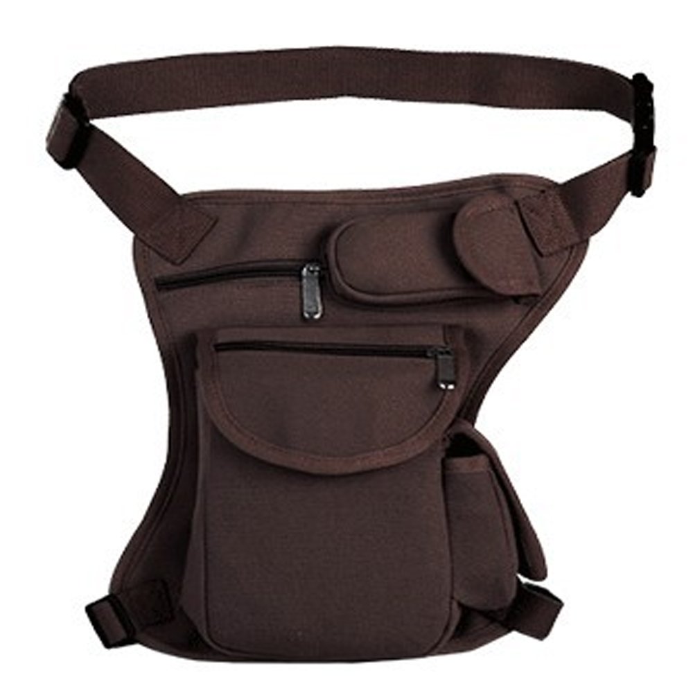 FiveloveTwo Hiking Waistpacks Small Multi-Purpose Drop Waist Leg Bag Military Utility Tactical Hip Molle Pack Sport Camping Hiking Motorcycle Racing Thigh Pouch Coffee