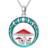 Plesitep Moon Mushroom Necklace for Women Sterling Silver Magical Mushroom Necklace Jewelry Gift for Mushroom Lovers