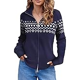 CARCOS Women's Plus Size Cardigan Zip Up Lightweight Long Sleeve Knit Sweaters Oversized Collared Casual Jacket XL-5XL