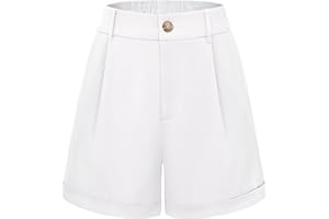 Belle Poque Women Dressy Shorts High Waisted Wide Leg Shorts with Pockets