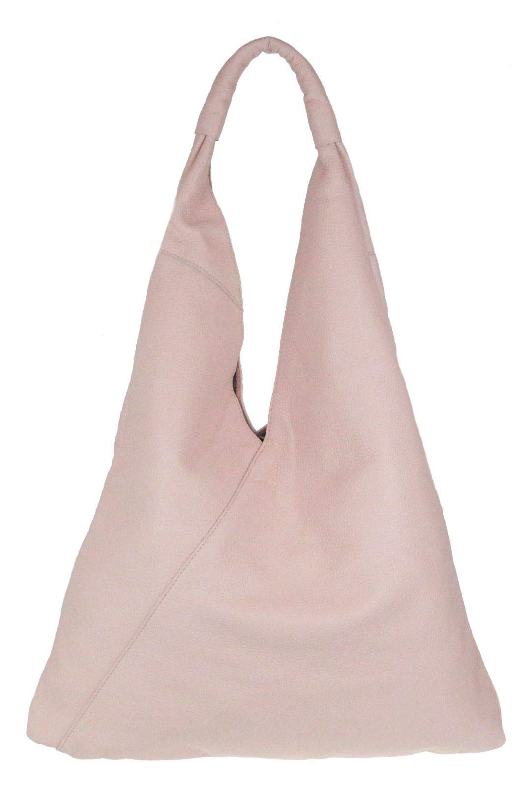 Girly Handbags Womens V Shape Genuine Top Handle Bag - Pinky Nude