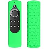 Fintie CaseBot Silicone Case for Amazon Fire TV Stick Voice Remote, Compatible with Amazon Echo / Echo Dot Alexa Voice Remote - Honey Comb Series [Anti Slip] Shock Proof Cover, Green-Glow in the Dark