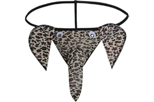 DKEGIFF Men's Elephant Funny Thongs Low Waist G-String Underwear Male Trunk Lingerie Naughty Bottom Christmas Pants
