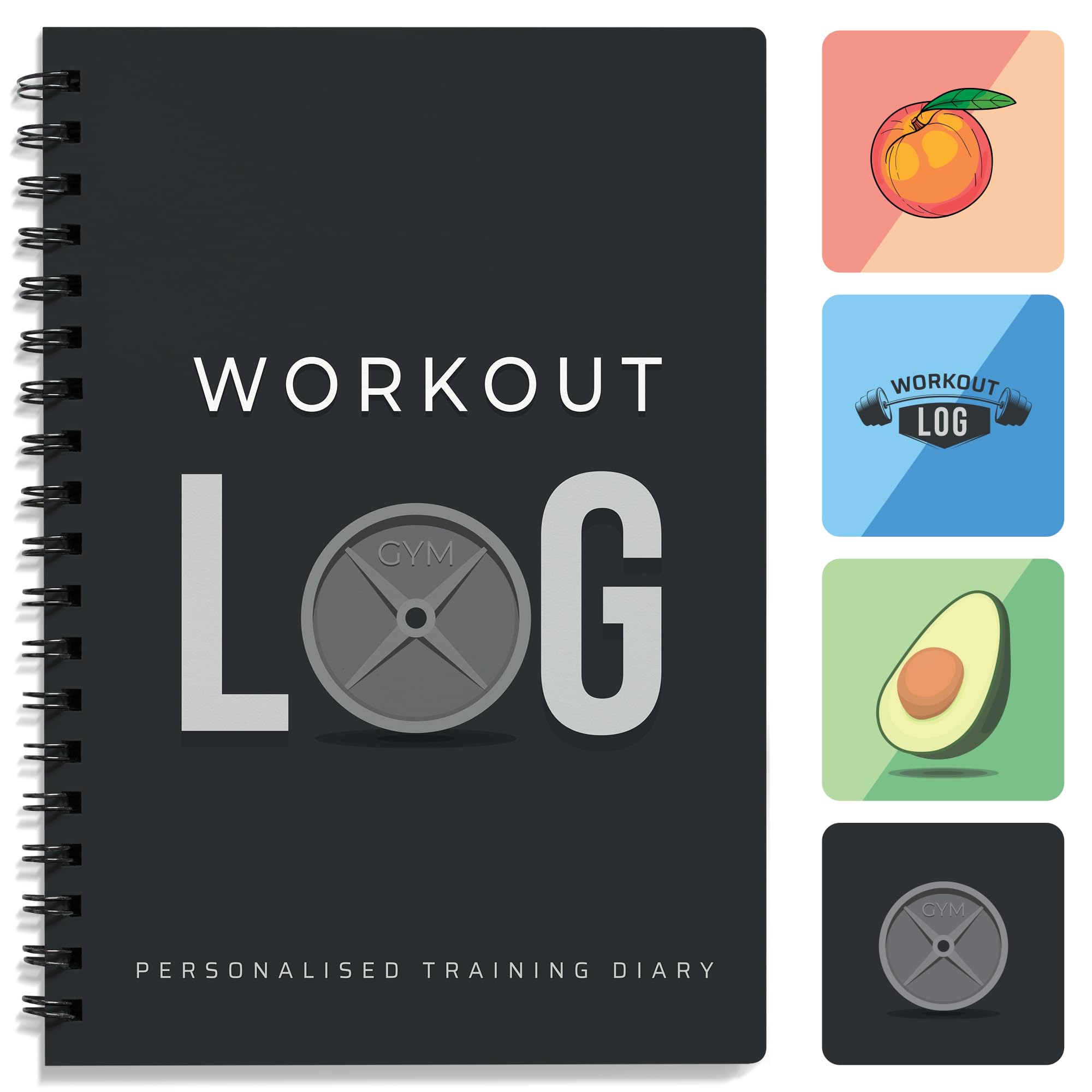 Workout Planner for Daily Fitness Tracking & Goals Setting - A5 Size, 6” x 8”, Charcoal Grey - Improved Thicker Cover - Men & Women Personal Home & Gym Training Diary - by Workout Log Gym