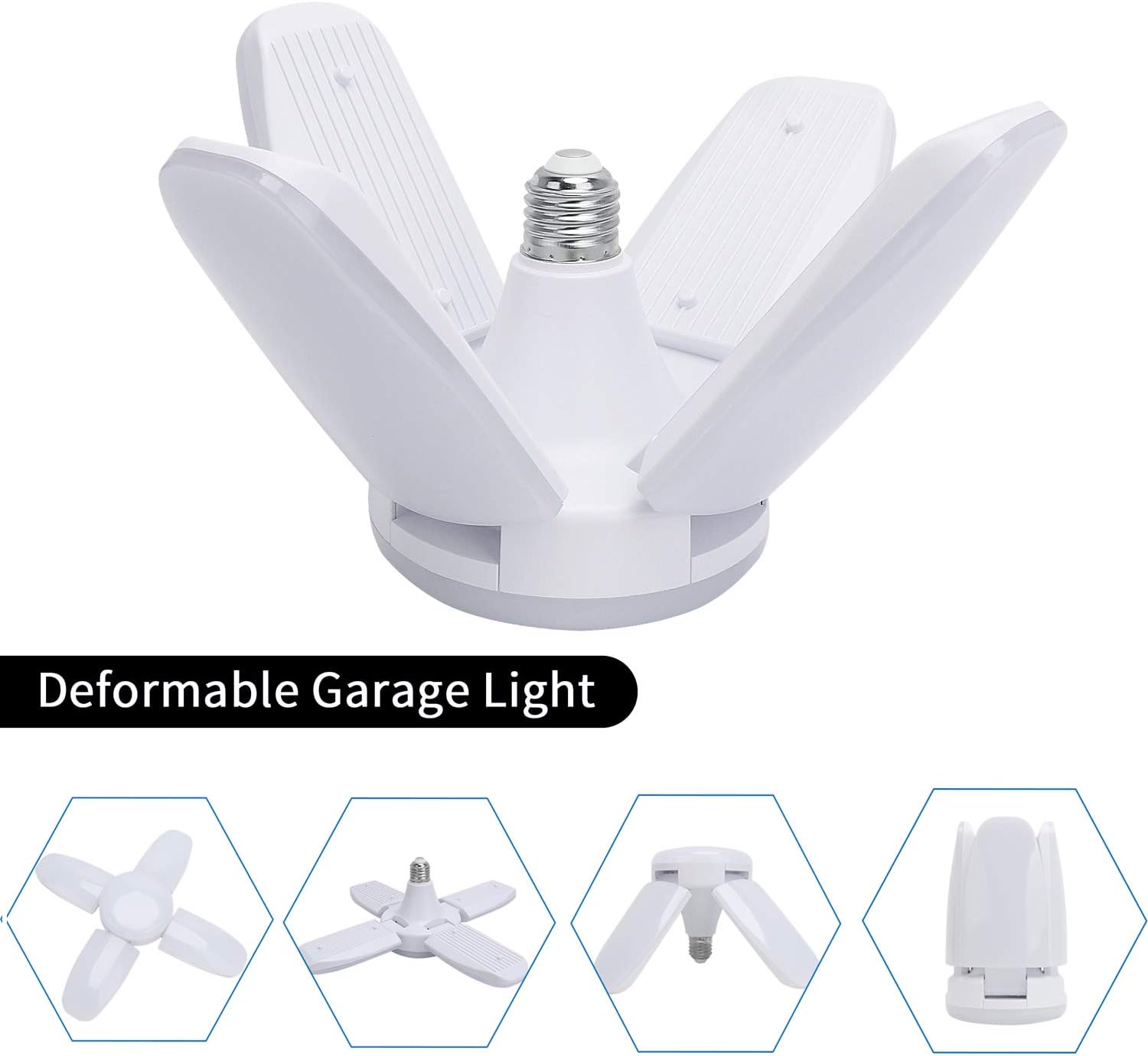 LED Garage Lights, 1 Pack 60W Adjustable Trilights LED Garage Ceiling Light,6000Lumens LED Garage Ceiling Light, CRI 80, 6000k Nature Light for Garage,Warehouse: Home Improvement