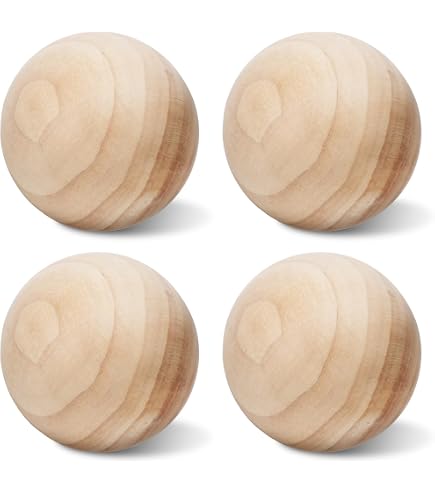 4 Unfinished Wooden Balls - 3 Inch Diameter, Natural Hardwood, For DIY Crafts & Decor