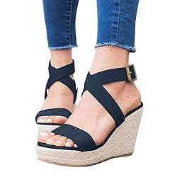 Womens Cross Strap Wedge Sandals Espadrille