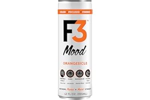F3 ENERGY F3 Mood - Functional Sparkling Juice Drink with Powerful Nootropics to Reduce Stress, BCAAs for Muscle Recovery, and Chamomile & Valerian Root for Sleep - Caffeine Free (Orangesicle, 12 Pack)