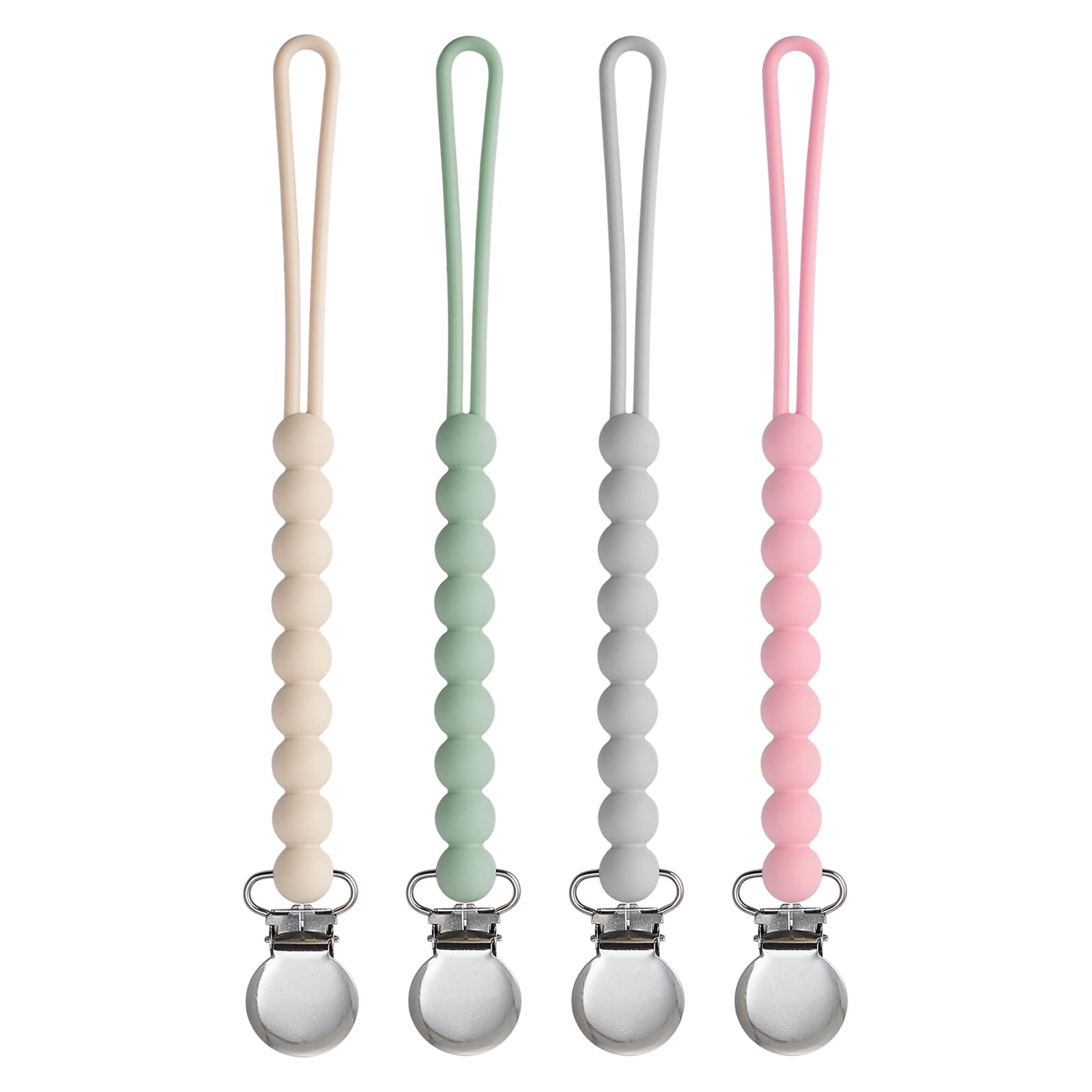 Dummy Clips for Girls, BOUESA Baby Dummy Clip Boys, Pacifier Silicone Clips with One Piece, Keep Pacifier Clean, Dummy Holder 4 Pack — image 1