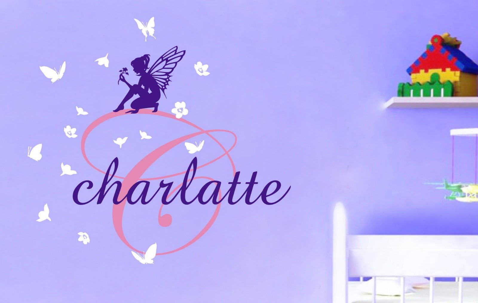 Beautiful Custom Personalised Name Fairies Flower Wall Stickers Kids Nursery Decal Decor Vinyl Stickers-You Select Color and Name