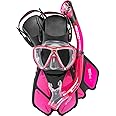 Cressi Adult Snorkel Set (Mask, Dry Snorkel, Adjustable Fins) - Light for Travel - Bonete Pro Dry Set: Designed in Italy