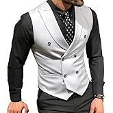 Mcoskly Men's Double Breasted Suit Vests Casual Business Vests Slim Fit Waistcoatfor Wedding Groom Dating