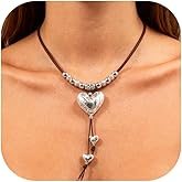 Zurlcdye Leather Cord Necklace for Women Long Chunky Statement Pendant Green Boho Unique Vintage Sweater Necklaces Birthday Jewelry Gifts