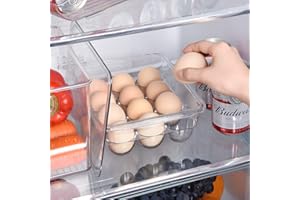 Ambergron Stackable Egg Holder Organizers for Refrigerator, Freezer, Kitchen Plastic 12 Eggs Storage Trays with Lids, Pantry, Fridge, Countertop, Kitchen, Clear Container, BPA-Free