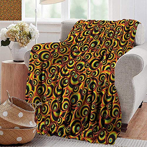 XavieraDoherty Picnic Blanketï¼ŒAbstract,Spiral Round Colorful Disc Shaped Geometric Forms Childish Hippie Style Bubbles, Multicolor,Colorful | Home, Couch, Outdoor, Travel Use 30"x50"