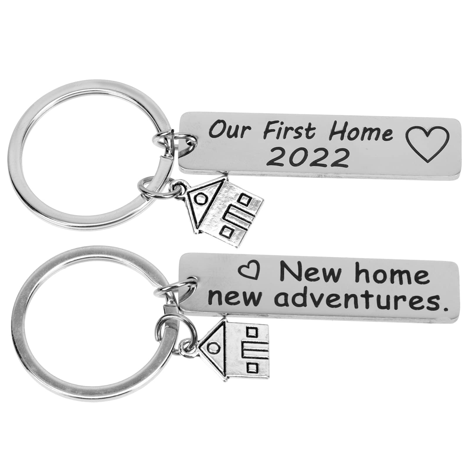2pcs Our First Home Keychains Words Keyring Stainless Steel for Friends Family Housewarming Celebration