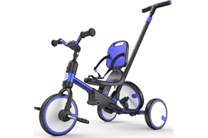 besrey Toddler Tricycle with Spare Wheel,Toddler Bike 1-3 Years Old,5 in 1 Kids Trike with Push Handle,Backrest and Safety Belt,Balance Bike 1+ Year Old,Birthday Gift and Toy for Boys and Girls