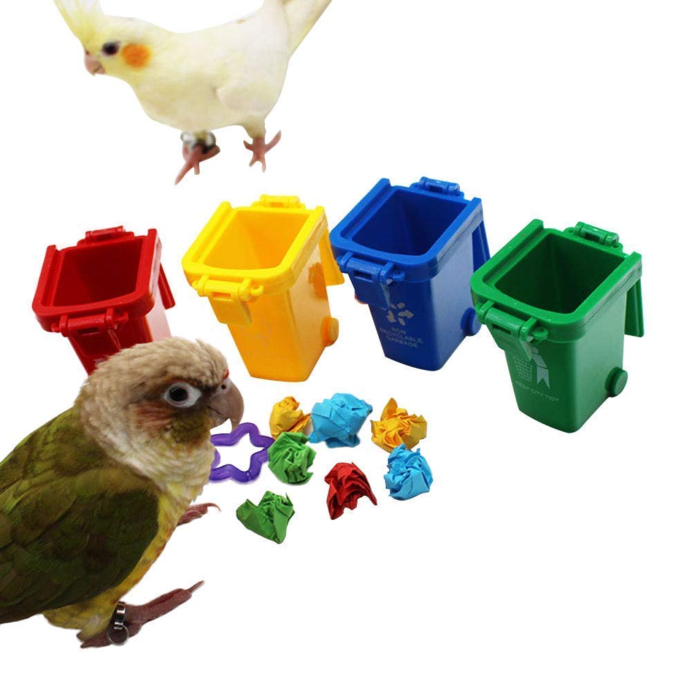 Trecynd Parrot Bird Stand, Color Sorting Bin, Interactive Toys for Cockatiel, Quaker Lovebirds, Budgie, Parakeet, Plastic, Wood
