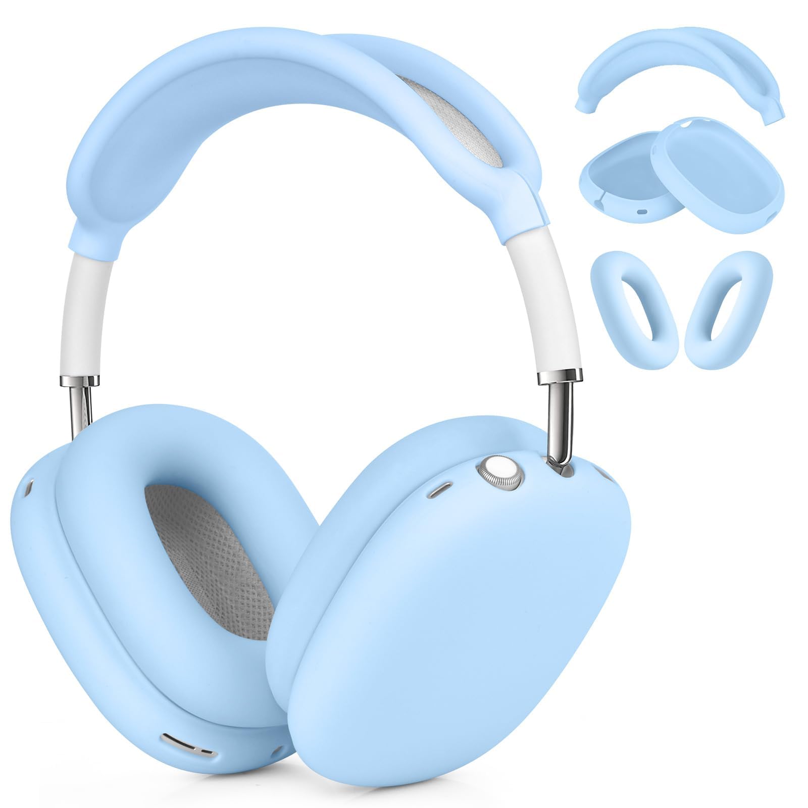 VISOOM Case for Airpods Max Headphones, Soft Silicone Protective Cover for Apple Airpod Max Accessories Cases(SkyBlue)