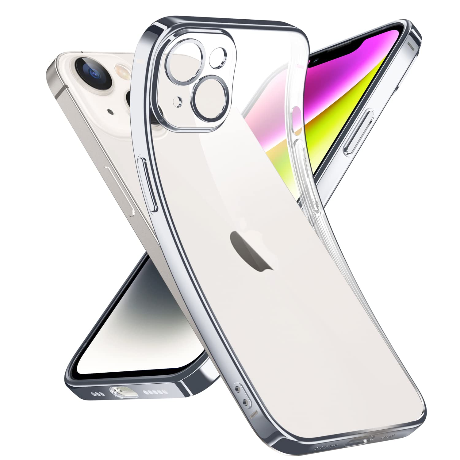 Supdeal Crystal Clear Case for iPhone 14 Plus, [Never Yellow] [Camera Protection], Thin Slim Fit Transparent Soft Silicone Phone Protective Case Cover, 6.7 Inch, Silver — image 1