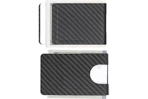 MONOCARBON 2in1 Carbon Fiber Money&Credit Card Clip,RFID Blocking Wide Credit Card&Cash Holder for Men Front Pocket