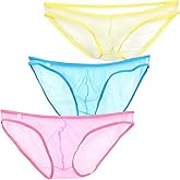 YCBENYANG Mens Transparent Mesh Triangle Briefs Underwear See Through Bulge Pouch Sheer Bikini Underpants Panties