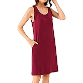 WiWi Nightgown for Women Super Soft Sleeveless Sleepwear Cool V-neck Sleep Shirts Bamboo Viscose Pj Gown S-4X