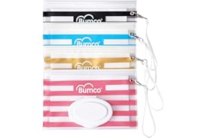 BABY BUM BRUSH BUMCO Airtight Wipes Dispenser, Keeps Wet, Reusable Refillable Pouch, Diaper Bag Organizer for Travel, Carrying Clutch, Unique Baby Gift for Girl Boy [multicolor]