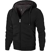 ZITY Men's Zip Up Hoodie Heavyweight Winter Sweatshirt Fleece Sherpa Lined Warm Jacket