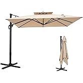 Sophia & William Cantilever Patio Umbrella 10ft, Offset Large Square Outdoor Umbrellas with 360-degree Rotation, Heavy Duty Windproof for Garden Pool Backyard, Beige (no base)