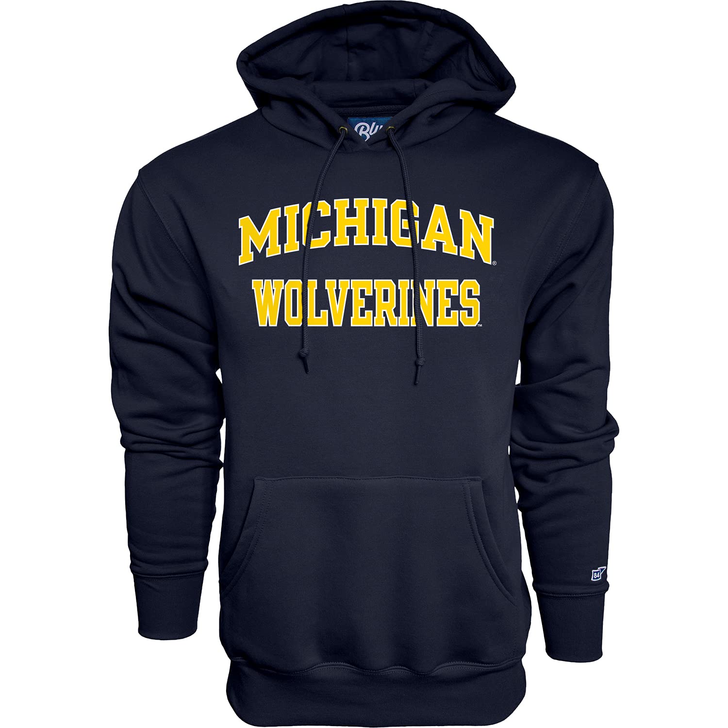 Blue 84 Men's Hoodie Arched Team Color Hooded Sweatshirt, Michigan Wolverines Navy, XL