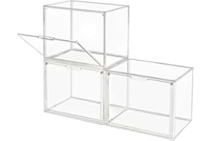 GUDEMAY Clear Stackable Plastic Storage Bins with Magnetic Lid - Dustproof Book, Purses & Cosmetic Display Cases, Large Figur
