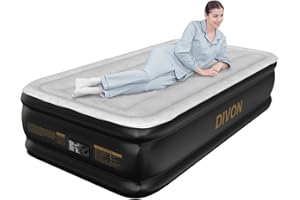 DIVON Twin Air Mattress with Built in Pump Raised,18” Inflatable Mattress with Wave Design,Blow Up Mattress in 2 Mins,Single Twin Size Air Mattress for Guest, Thicker AirBed,Colchon Inflable-330Lbs