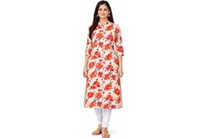 Sunehla Deal Printed Rayon A-Line Kurti for Women | Collar Neck | 3/4 Sleeve Indian Casual Wear