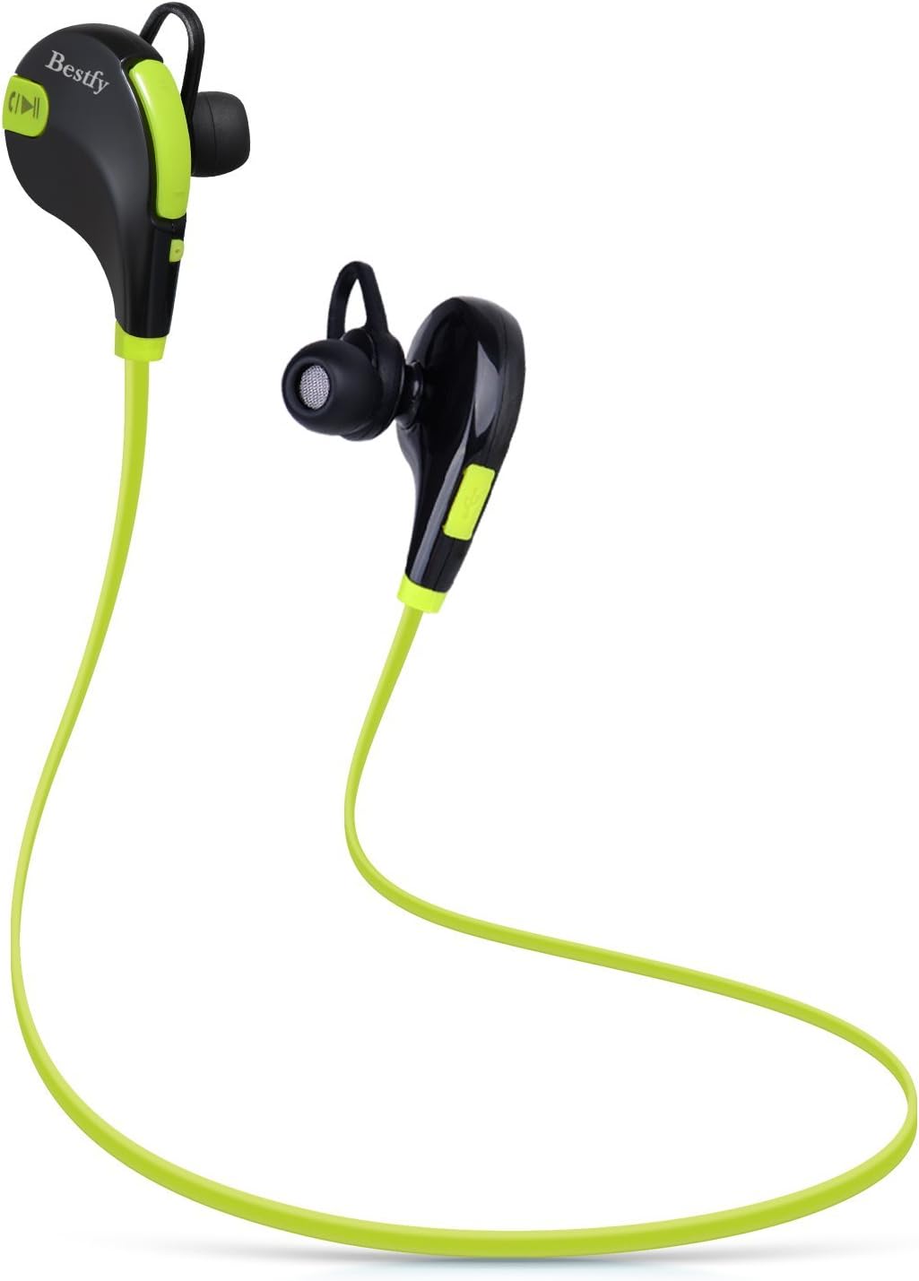 Bestfy QY7 Bluetooth 4.1 Wireless Sports Headphones Noise Cancelling Sweatproof In-ear Stereo Earbuds Earphones with Microphone for iPhone iPad iPod and Android Devices (Green)