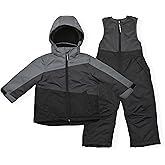 Arctic Quest Boys' Bib Snow Pants and Ski Jacket Water-Resistant Snowsuit For Kids Winter Hooded Jacket