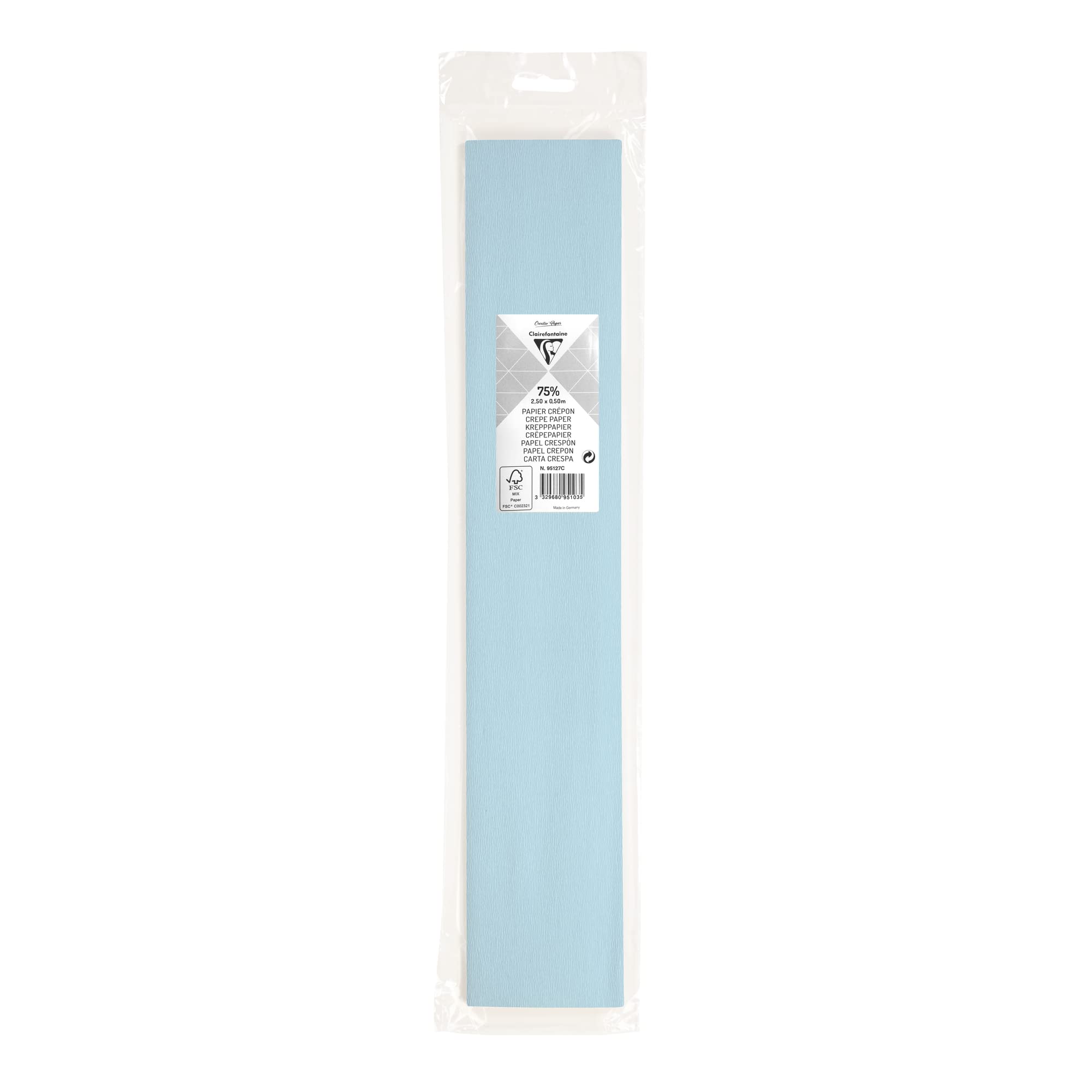 Clairefontaine 95127C - Crepe Paper Roll - Sky Blue - Format 2.50x0.50m - Crepe 75% Elastic and Resistant Paper Creative leisure, Arts and Crafts Creative
