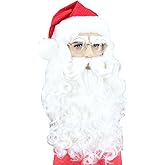 Topcosplay Christmas Santa Wig Beard and Hat Set Santa Suit Costumes Adult