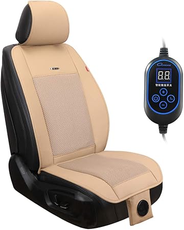 Amazon Dudulife 車用クールシート 送風ファン搭載 カーエアーシート トラック 普通車 軽自動車 静音 簡単装着 12v 24v 涼しいカーシート 車載クッション Dc12v車 ベージュ 有線タイプ 単座 シートクッション 車 バイク
