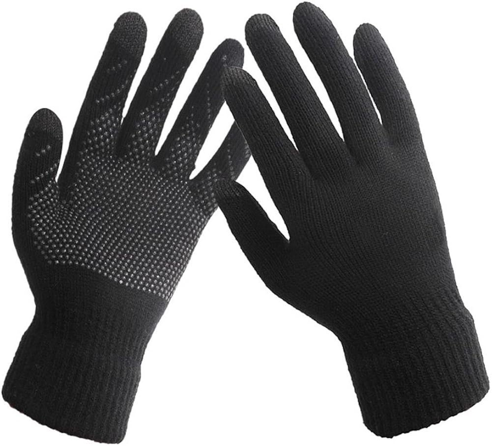 Winter Hat Scarf Gloves Slouchy Beanie Snow Knit Skull Cap Touch Screen Mittens Circle Scarves for Women Black at  Women’s Clothing store