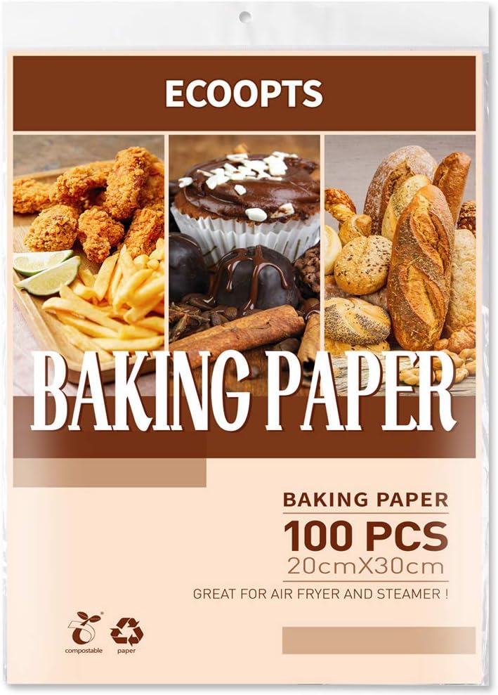 100 PCS Non Stick Parchment Paper Precut Baking Paper for Baking Tray,Toaster Oven,Microwave (8x12 IN)