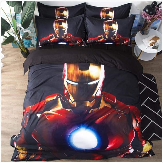 BLL Iron Man Bedding series, double bed black quilt cover and pillow*2