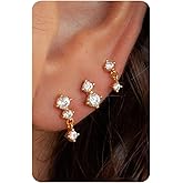 Sterling Silver Post Earrings for Women - Hypoallergenic Cartilage Earrings Dainty 14K Gold Plated Stud Huggie Hoop Earrings Dangle Chain Earrings Gold Plated Jewelry