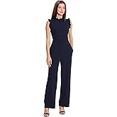Maggy London womens High Neck Ruffle Detail Jumpsuit Workwear Office Occasion Event Guest of