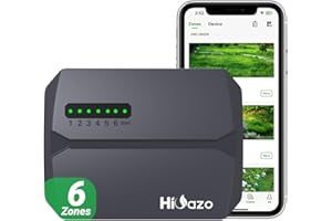HiOazo WiFi Sprinkler System Controller 6-Zone, Irrigation Controller Indoor with Automatic Weather-Based Watering, Easy Use 