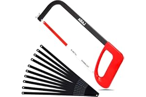 AIRAJ 12 In High-Tension Hacksaw with 24 TPI Bi-metal Blade and 10 Spare Hacksaw Blade,Hand Saw Suitable for Metal, Wood, PVC